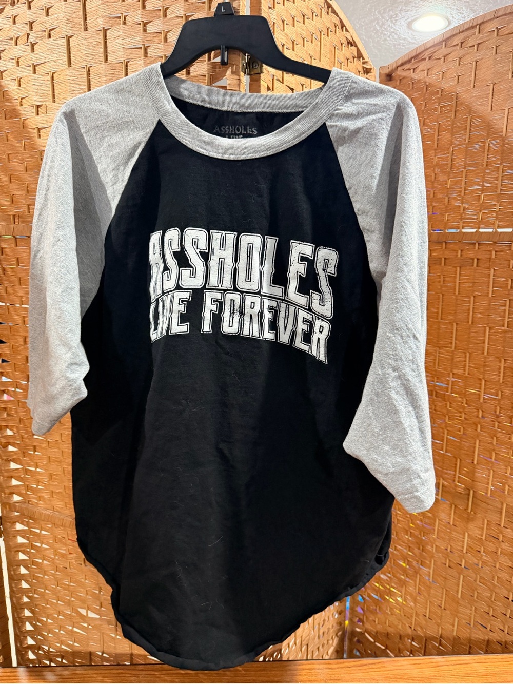 Men's Black & Gray Raglan Graphic Baseball Tee